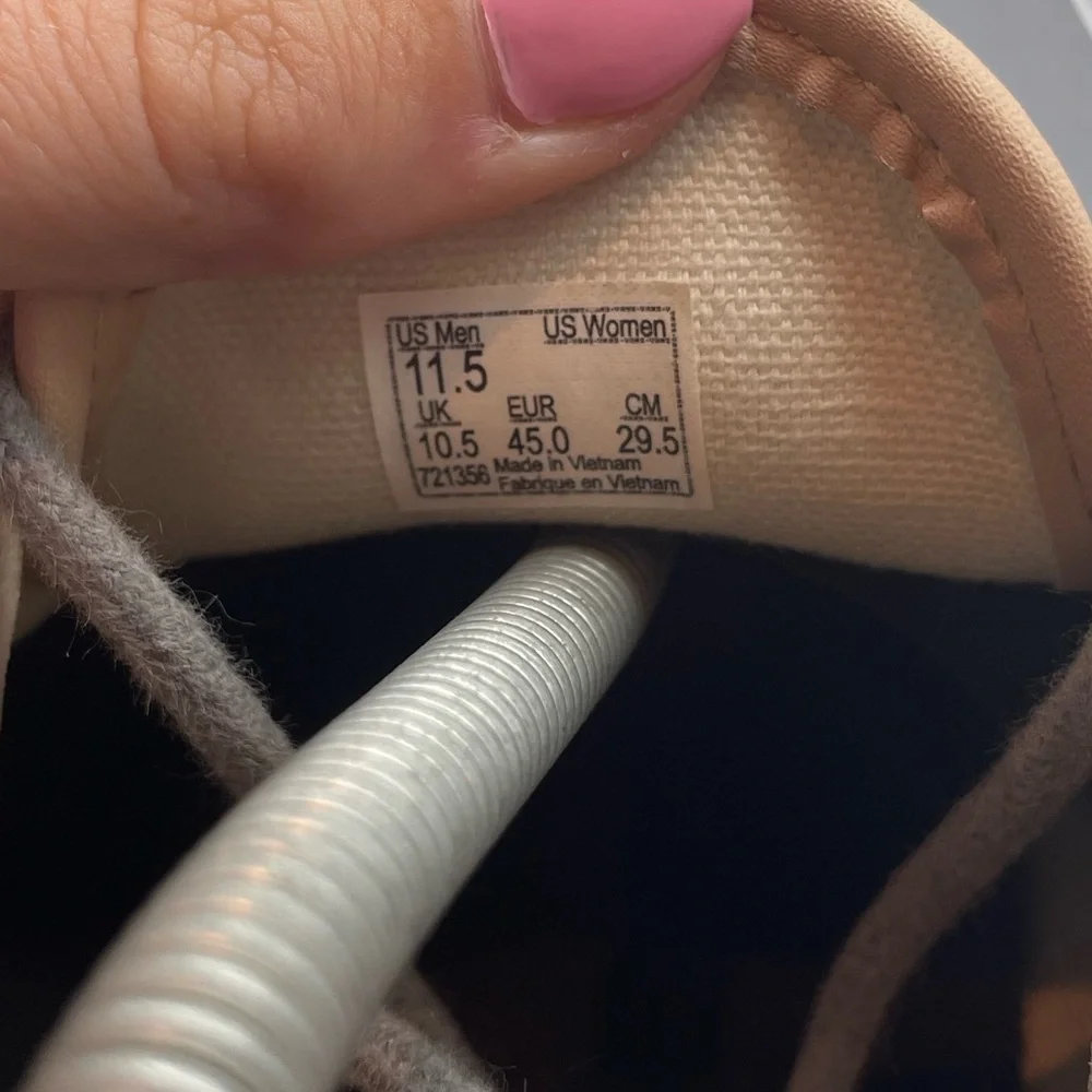 Vans off the wall grey canvas tan leather men’s low sneakers size 11.5 - Picture 5 of 9